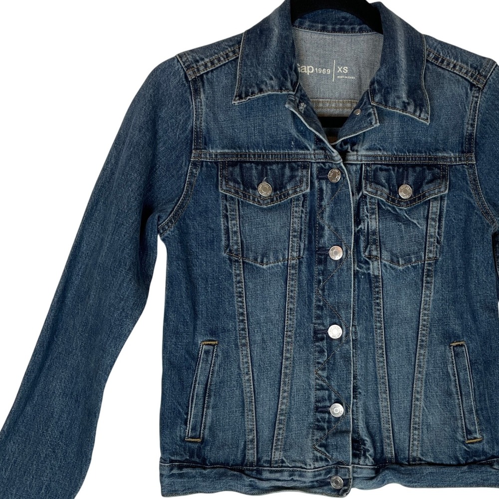 Gap 1969 Womens XS Denim Jacket Classic Jean Jacket Blue Casual Everyday‎